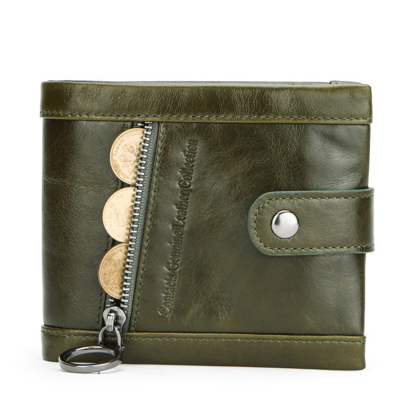 RFID Blocking Crazy Horse Leather Men’s Wallet with Vintage Style and Secure Compartments