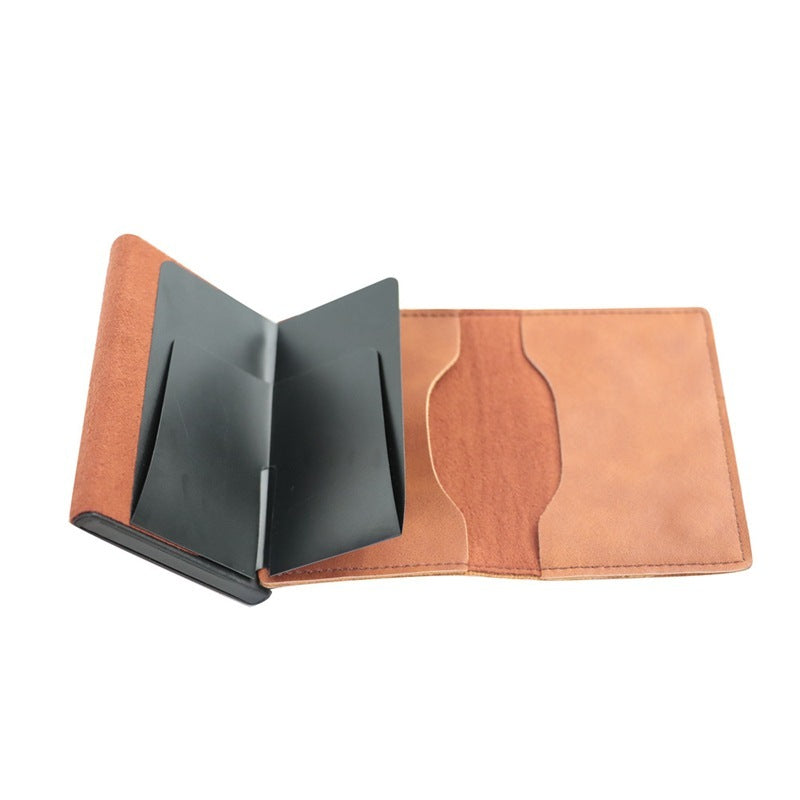 Slim PU Leather Credit Card Holder Wallet with AirTag Slot and RFID Blocking