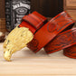 Western Men’s Leather Belt with Eagle Head Buckle