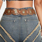Women's Western Boho Wide Disc Belt - PU Leather Concho Cowgirl Waist Belt