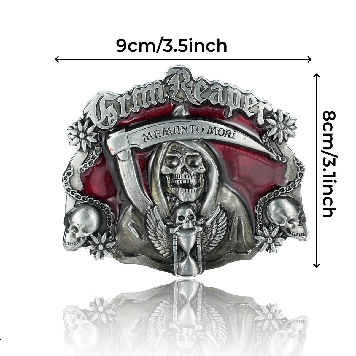 Grim Reaper Memento Mori Skull Western Belt Buckle Men's Vintage