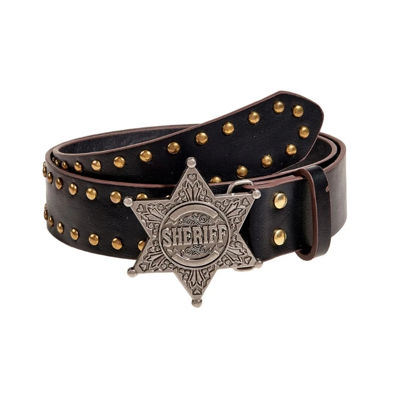 Y2K Star Buckle Rivet Belt for Women | Punk Western Cowgirl Jeans Waist Belt
