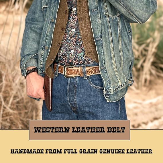 Men's Full Grain Western Belt – Handmade Snap-On Buckle