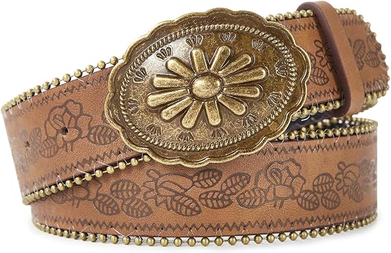 Women's Floral Embossed Western Belt – Vintage Buckle