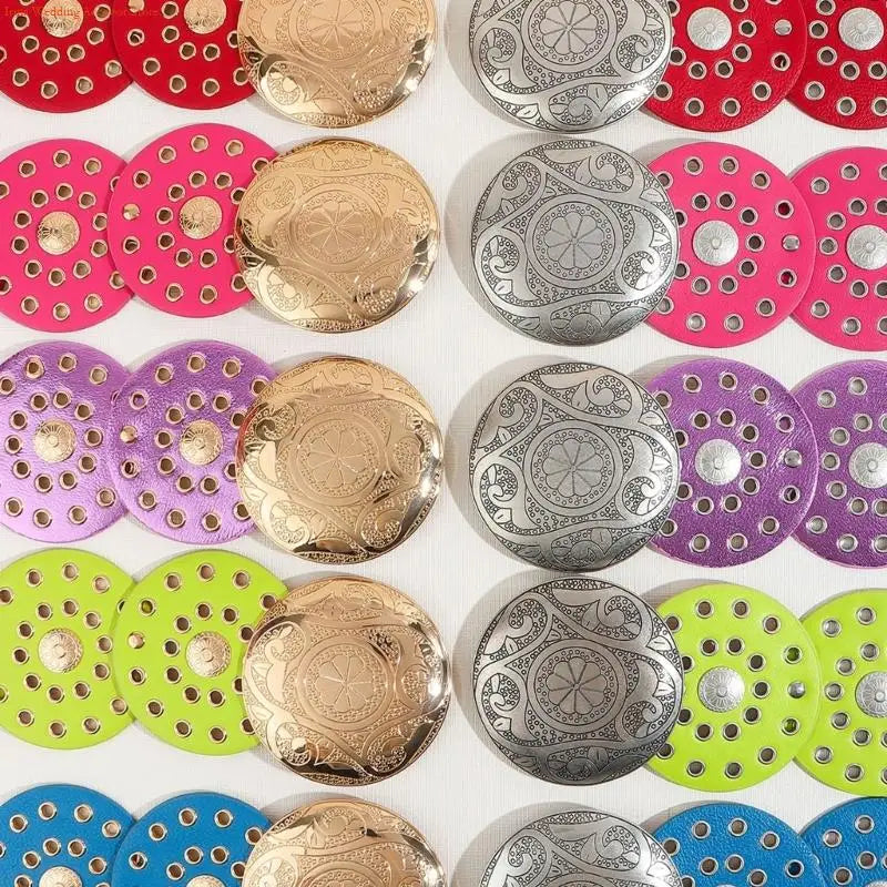 Women's Colorful Disc Western Belt - Vintage PU Leather Dopamine Style