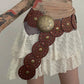Vintage Western Metal Disc Waist Belt for Women's Dresses - Y2K Wide Fashion Band