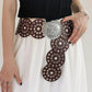 Women's Vintage Western PU Leather Wide Belt – Hollow Metal Buckle