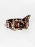 Women's Vintage Western Floral PU Leather Belt - Embossed & Embroidered