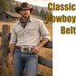 Genuine Leather Western Cowboy Belt – Engraved Buckle