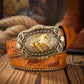 Unisex Vintage PU Leather Western Belt with Alloy Buckle