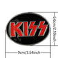 KISS Logo Embossed Men's Belt Buckle - Red & Black Novelty Rock Fan Accessory