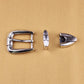 Western Cowboy Engraved 25mm Belt Buckle Set - Antique Silver 3-Piece