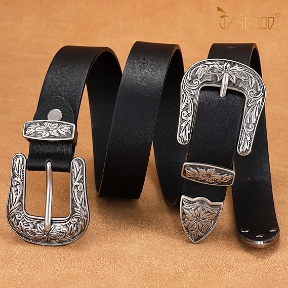 Women's Double Buckle Western Belt – Vintage Leather