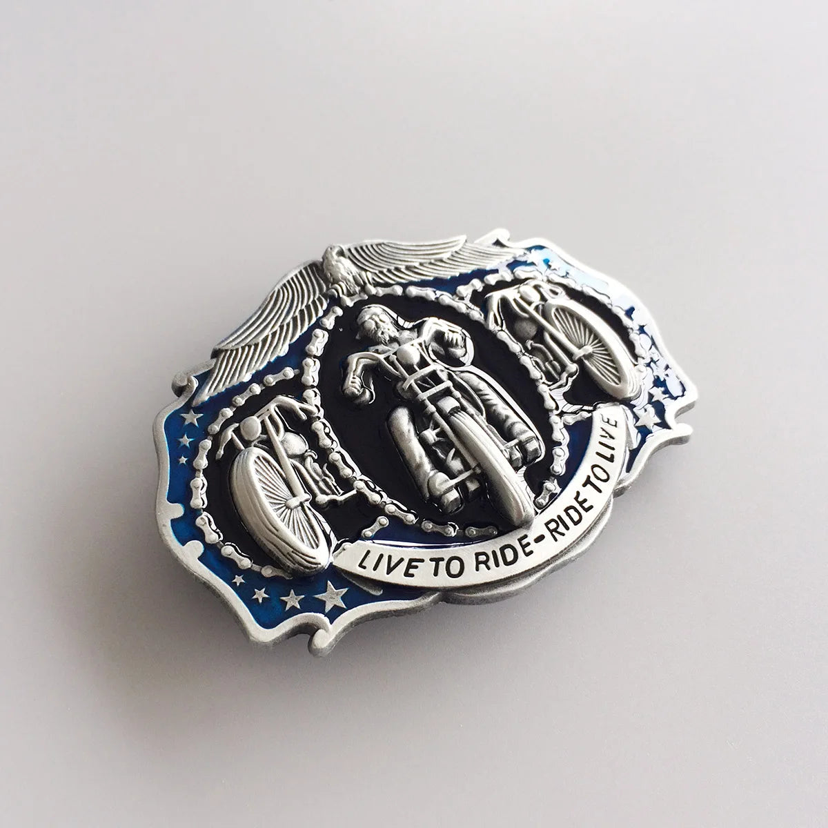 Live to Ride Ride to Live Men's Motorcycle Belt Buckle - Vintage Style Enamel