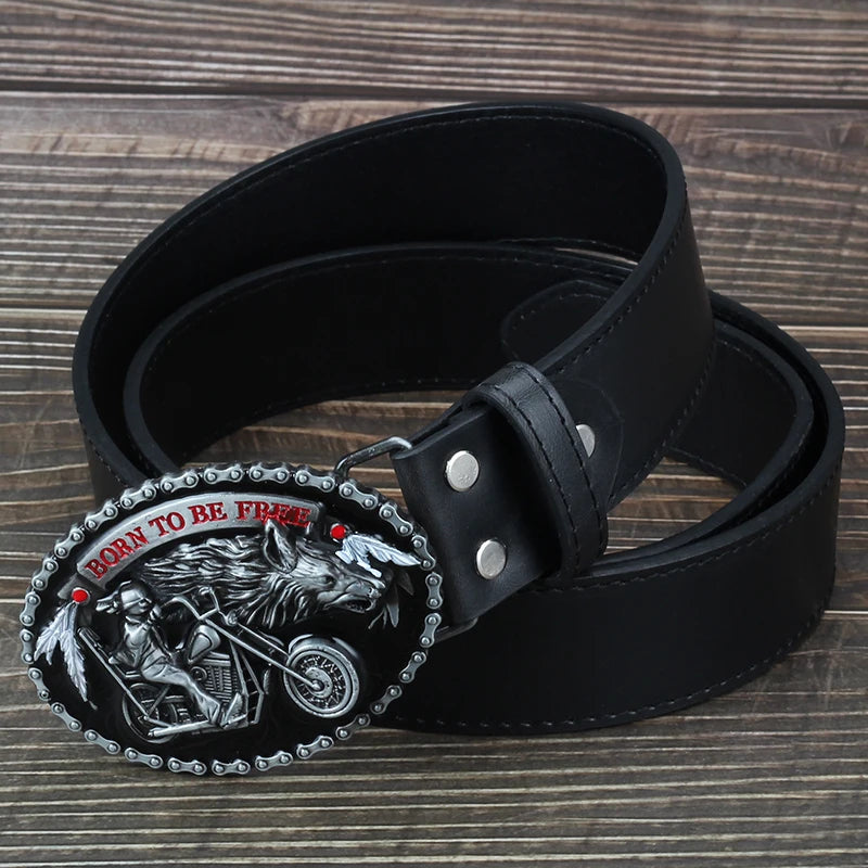 Unisex Metal Wolf Belt Buckle - Western Biker Style for Men & Women