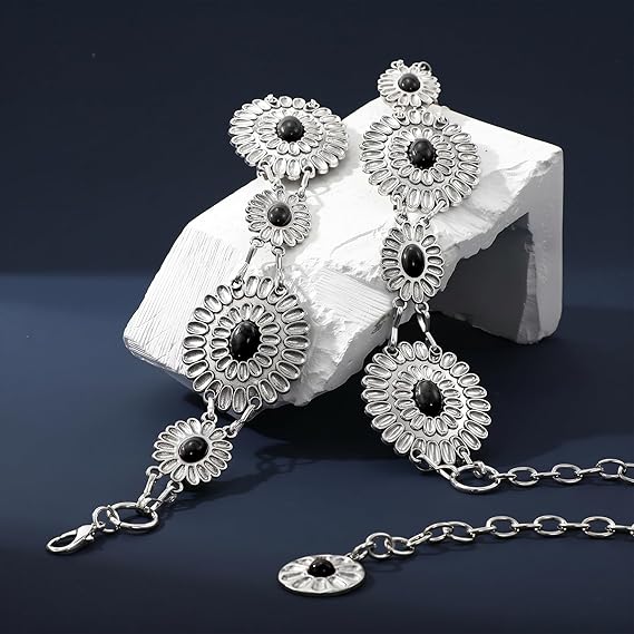Women's Boho Concho Chain Waist Belt – Silver