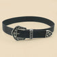 Women's Vintage Western Belt – Black Carved Buckle & Leaf Print