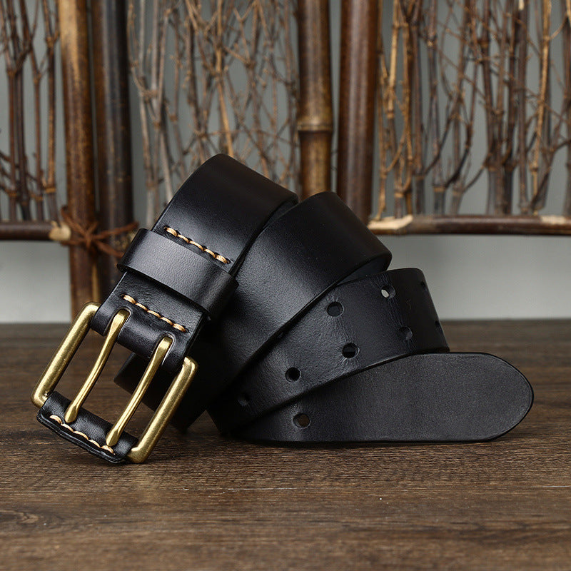 Men’s 1.5 Inch Double Prong Leather Jeans Belt
