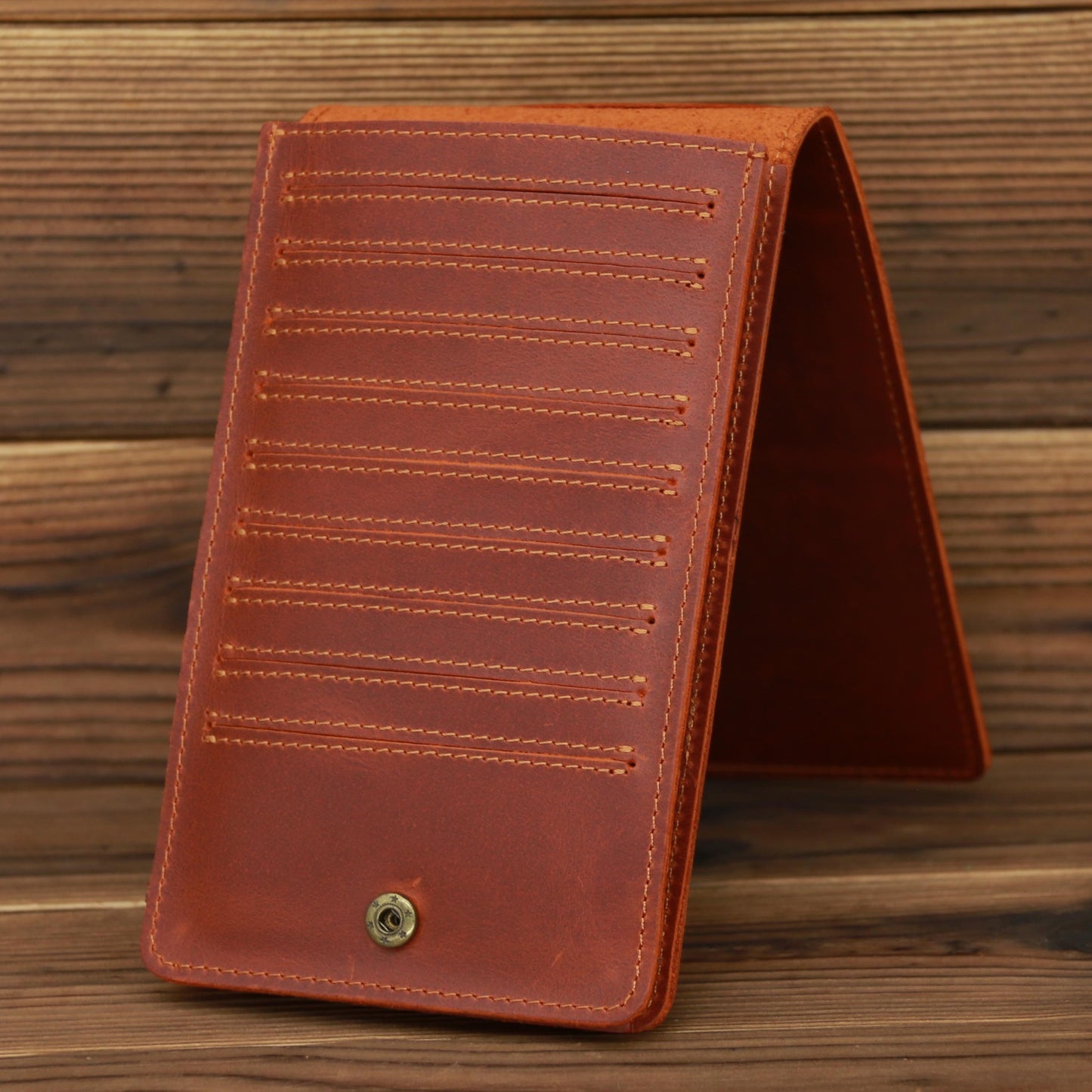 Men's Long Leather Wallet – Crazy Horse Cowhide Card Holder, Phone & Money Bag with 18 Card Slots