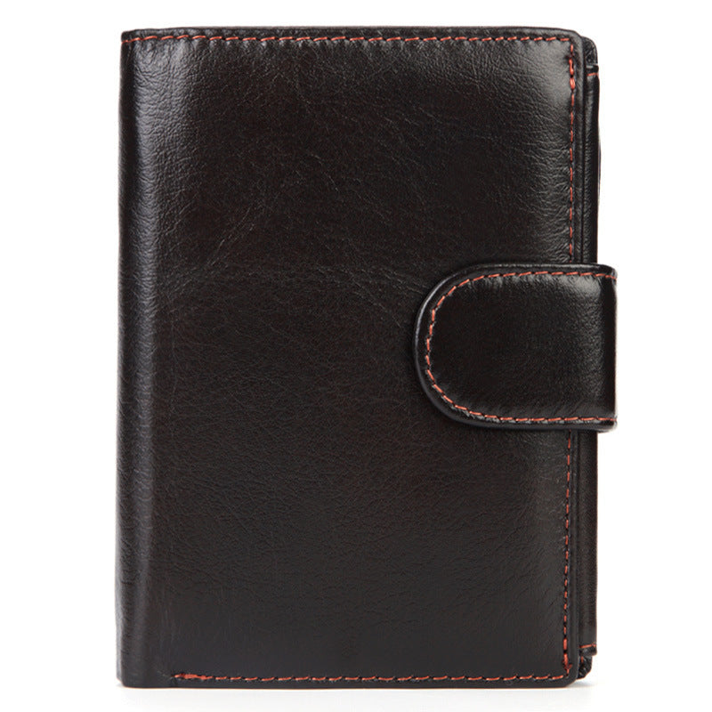 Men’s Short Vintage Leather Wallet | Genuine Leather Trifold with Classic Design