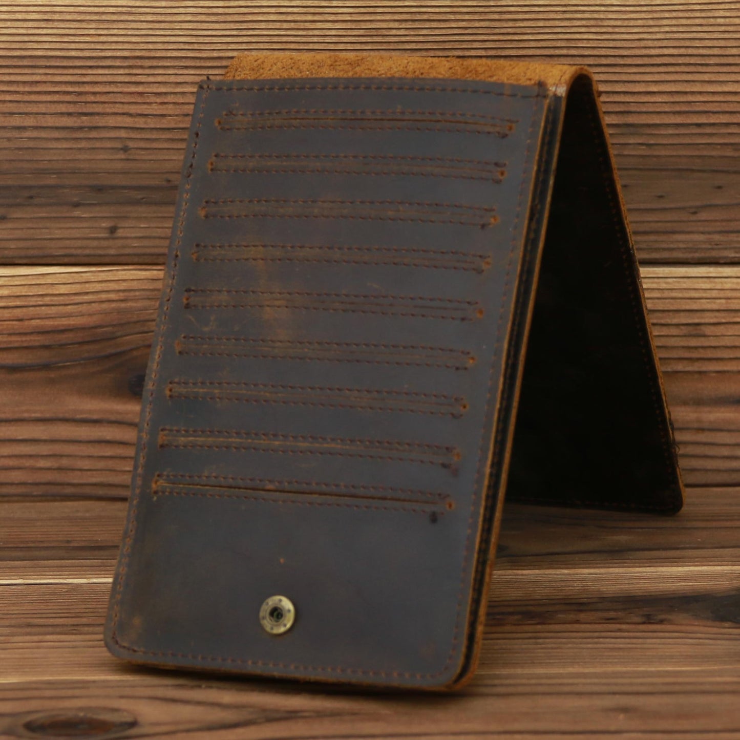 Men's Long Leather Wallet – Crazy Horse Cowhide Card Holder, Phone & Money Bag with 18 Card Slots