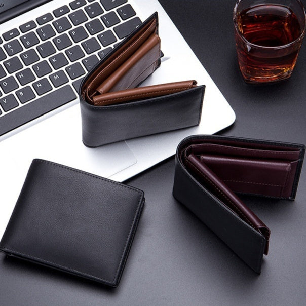 Men’s Short Trifold Wallet | Genuine Leather First Layer Cowhide