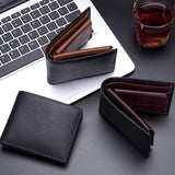 Men’s Short Trifold Wallet | Genuine Leather First Layer Cowhide