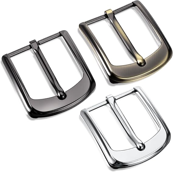 3-Pack Metal Prong Buckle Set - Silver, Black & Bronze