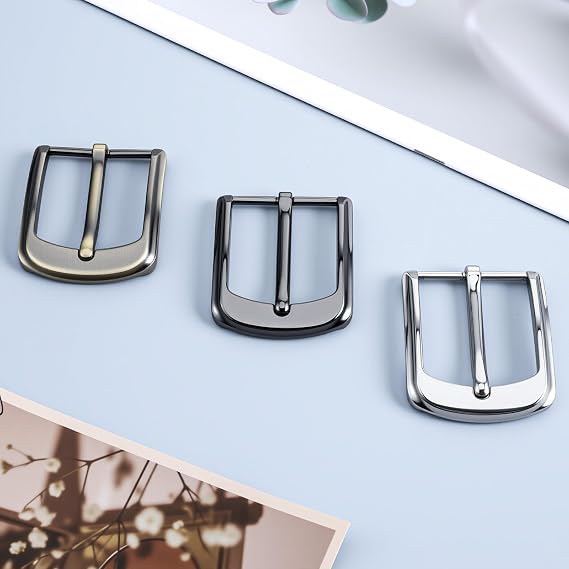 3-Pack Metal Prong Buckle Set - Silver, Black & Bronze