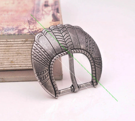 3-Pc Set Antique Silver 30mm Western Flower Belt Buckle for Men DIY Leathercraft