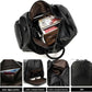 Distressed Leather Duffel with Shoe Compartment