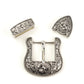 30mm Vintage Carved Leather Craft Belt Buckle Set - Antique Silver (3-Pcs)