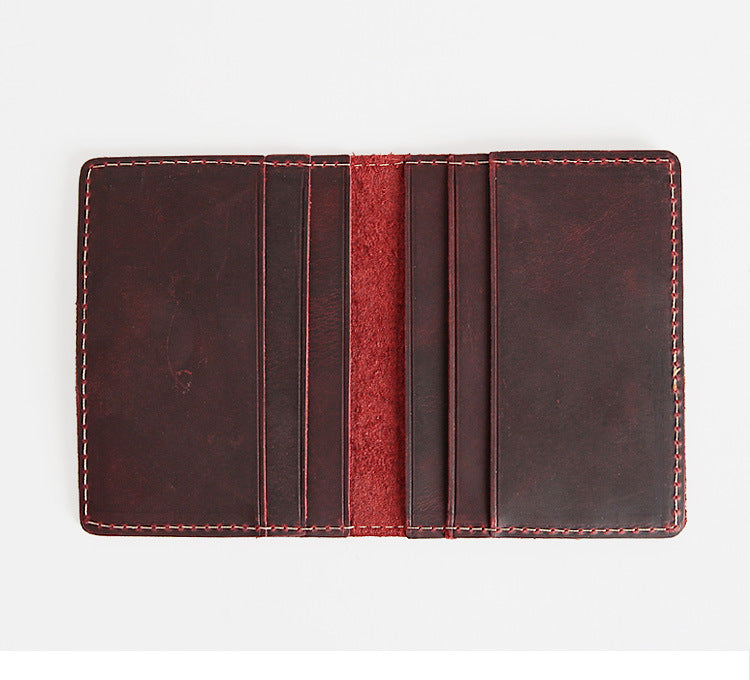Men’s Genuine Cowhide Leather Card Holder Wallet – Mini Slim & Thin, No Zipper Closure