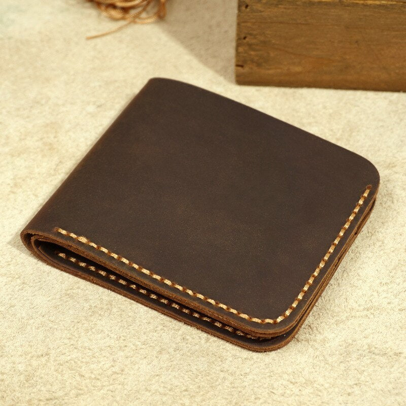 Men’s Handmade Genuine Leather Wallet – Retro Horizontal Square Design