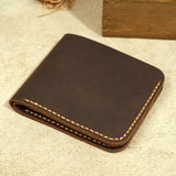 Men’s Handmade Genuine Leather Wallet – Retro Horizontal Square Design