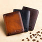 Men’s Short Leather Trifold Wallet, Large Capacity Top Layer Cowhide Horizontal Wallet
