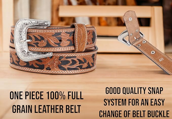Men's Full Grain Leather Belt Strap – Interchangeable Buckle
