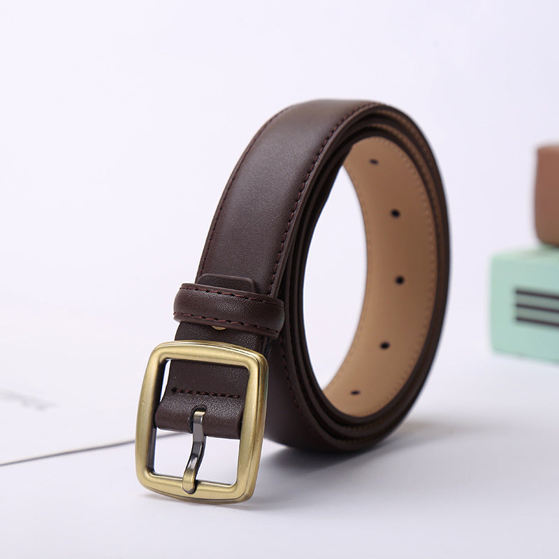 Elegant Cowhide Leather Casual Belt for Men & Women