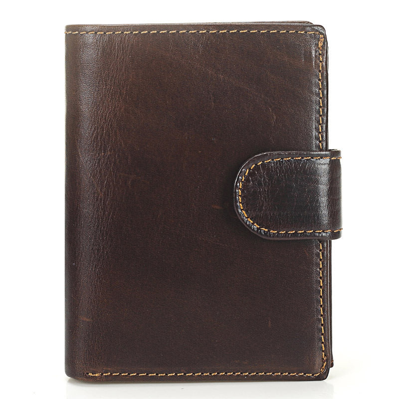 Men’s Short Vintage Leather Wallet | Genuine Leather Trifold with Classic Design