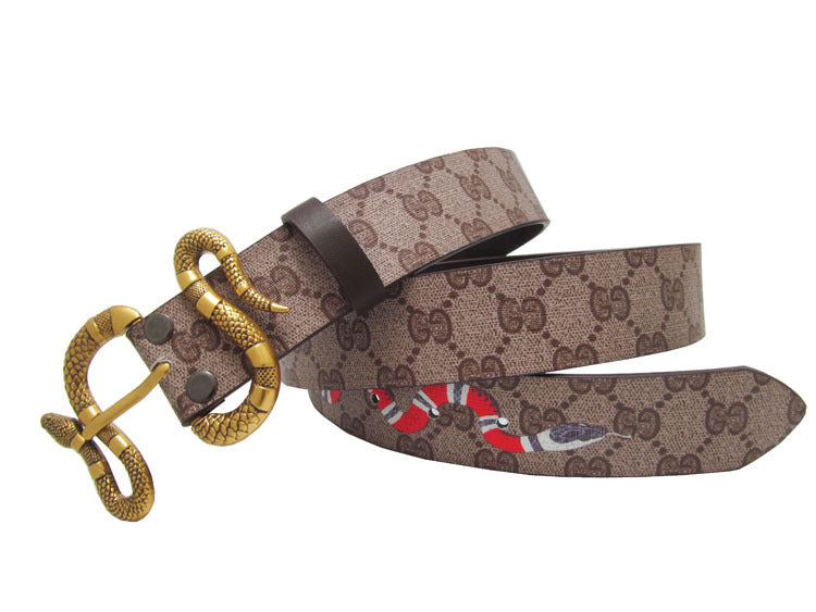 Men's snake buckle belt cowhide men's belt