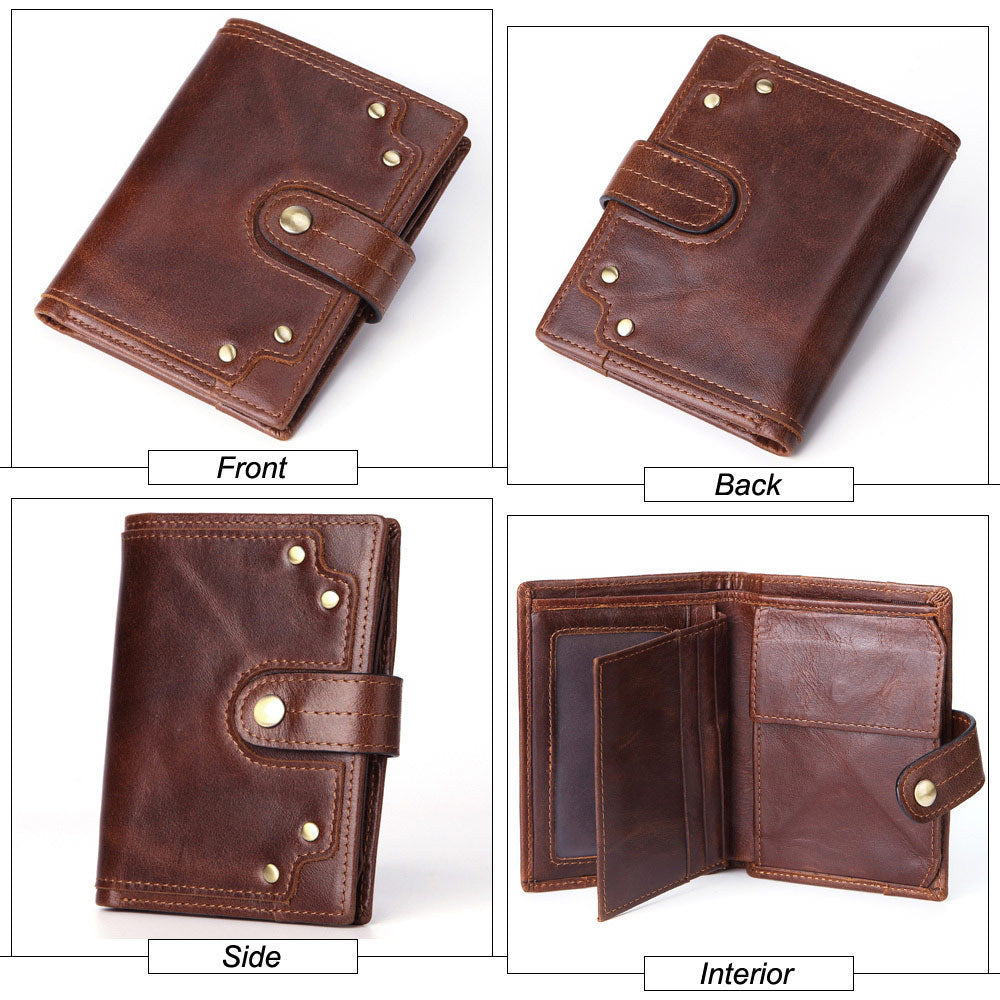 Men’s High-End Suede Leather Business Wallet – Premium First Layer Cowhide, Magnetic Closure