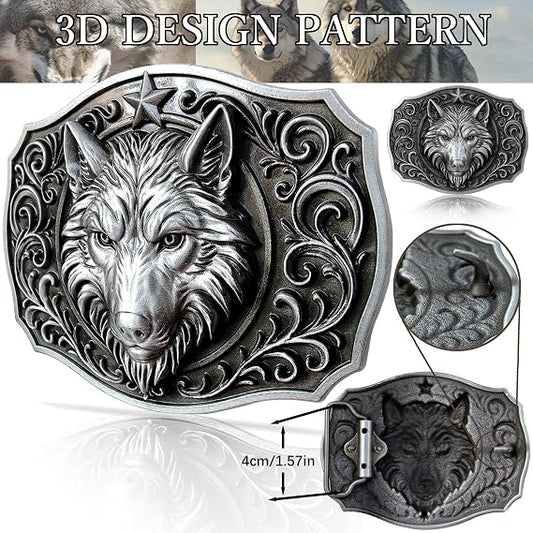 Wolf 3D Western Belt Buckle – Bold Novelty Design