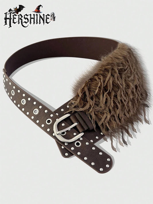 Women's Vintage Western Bohemian Rivet Eyelet PU Leather Belt
