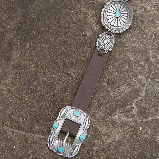 Women's Bohemian Western Carved Wide Belt - Retro PU Leather Fashion