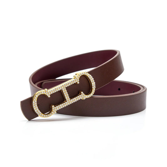 Women's Designer Split Western Leather Belt - Fashion Alloy Buckle for Jeans & Dresses