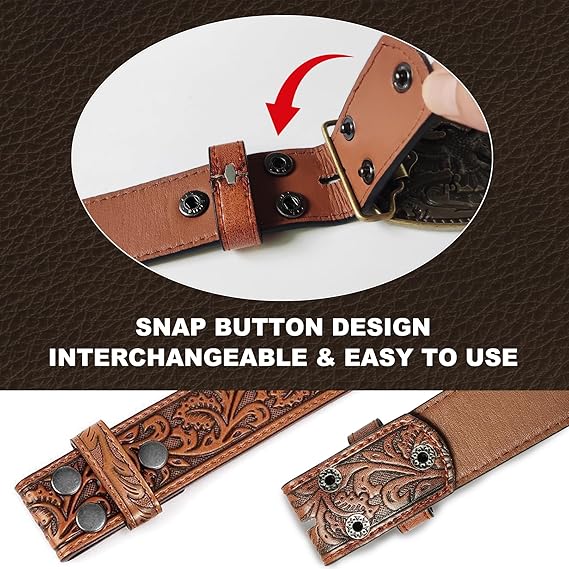 Western Belt with 3D Bald Eagle Buckle – Adjustable