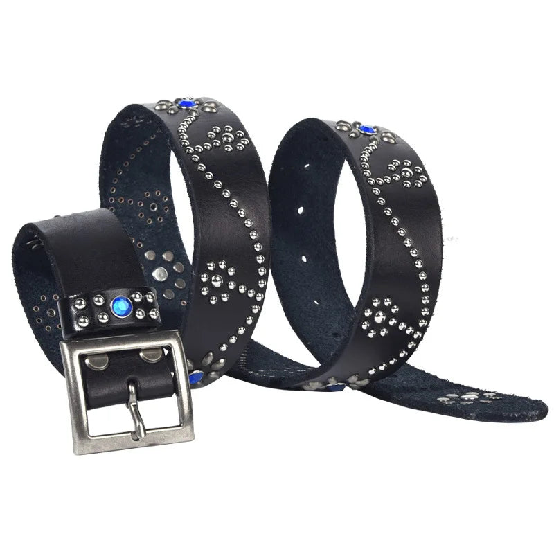 Vintage Western Punk Belt for Women – Rhinestones & Studs