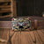 Unisex Vintage Western PU Leather Belt with Floral Carved Buckle for Jeans