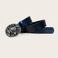 Western PU Leather Belt for Men & Women – Floral Engraved with 3D Pewter Gun Buckle