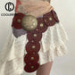 Vintage Western Metal Disc Waist Belt for Women's Dresses - Y2K Wide Fashion Band